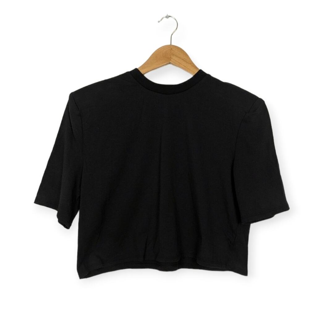 AFRM Cropped Tee XS Black Basic Minimalist Short Sleeve NWT